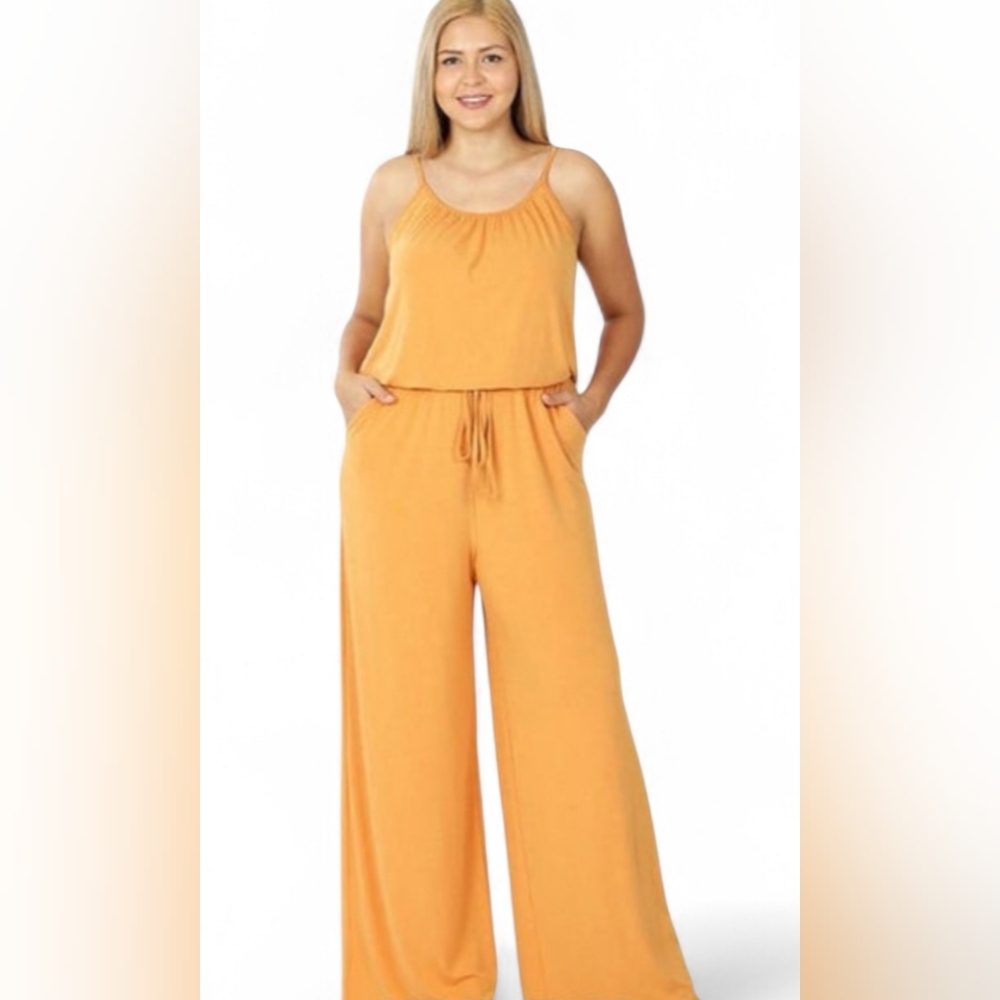 Zenana | Mustard Yellow Jumpsuit w/ Pockets | Adjustable Straps